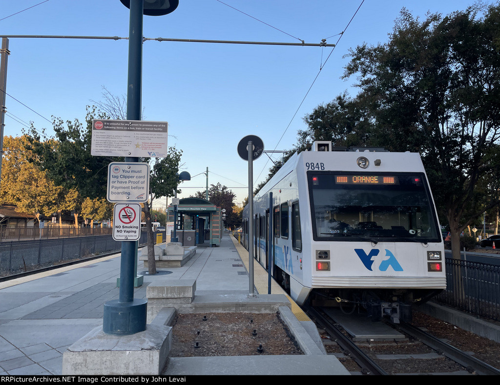 VTA Light Rail train at Mountain View Station